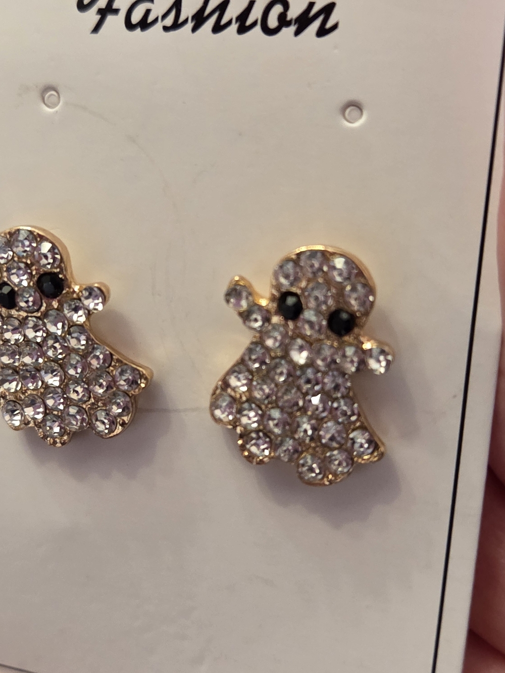 Gold-Tone Crystal Ghost Stud Earrings